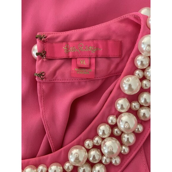 Lilly Pulitzer Beaded Shawn Halter Top Pink Size XL EUC - Picture 5 of 7